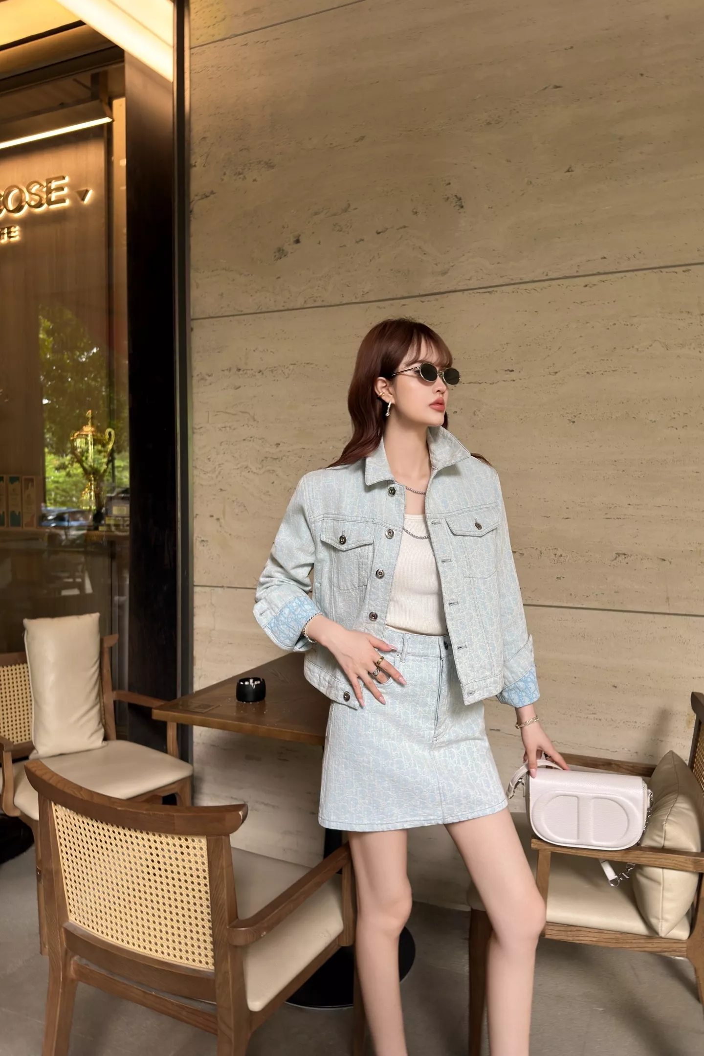 디올 자카드 워싱 데님 A라인 스커트 상세 이미지 20