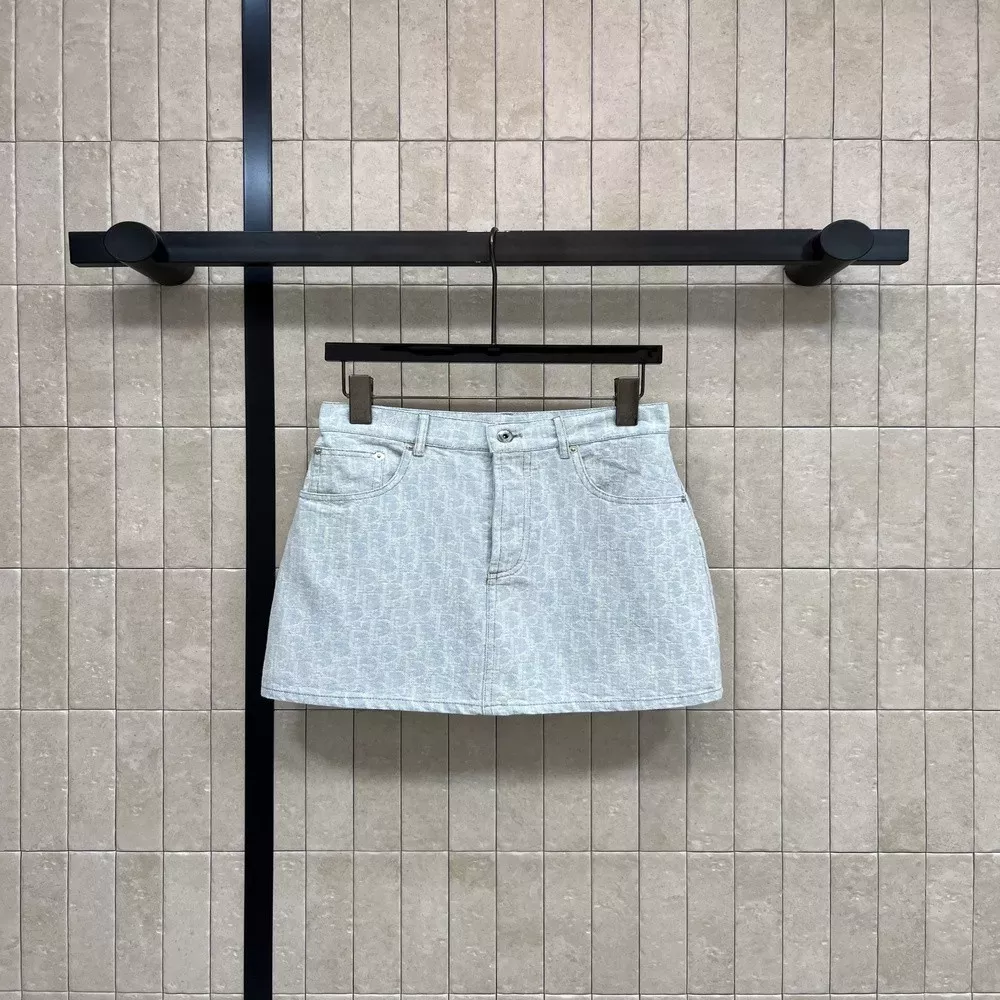 디올 자카드 워싱 데님 A라인 스커트