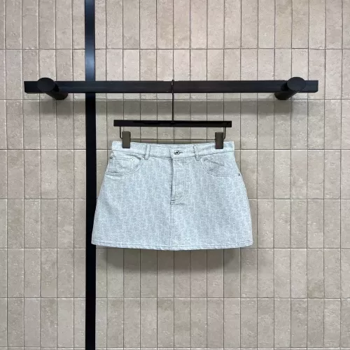 디올 자카드 워싱 데님 A라인 스커트