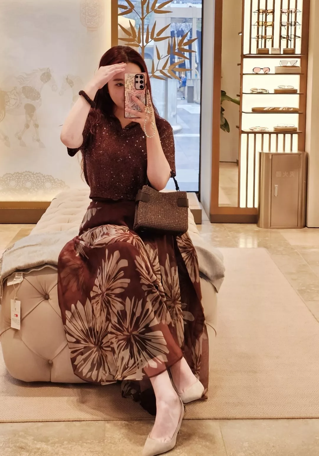 브루넬로쿠치넬리 실크 플라워 프린트 롱 스커트 상세 이미지 18