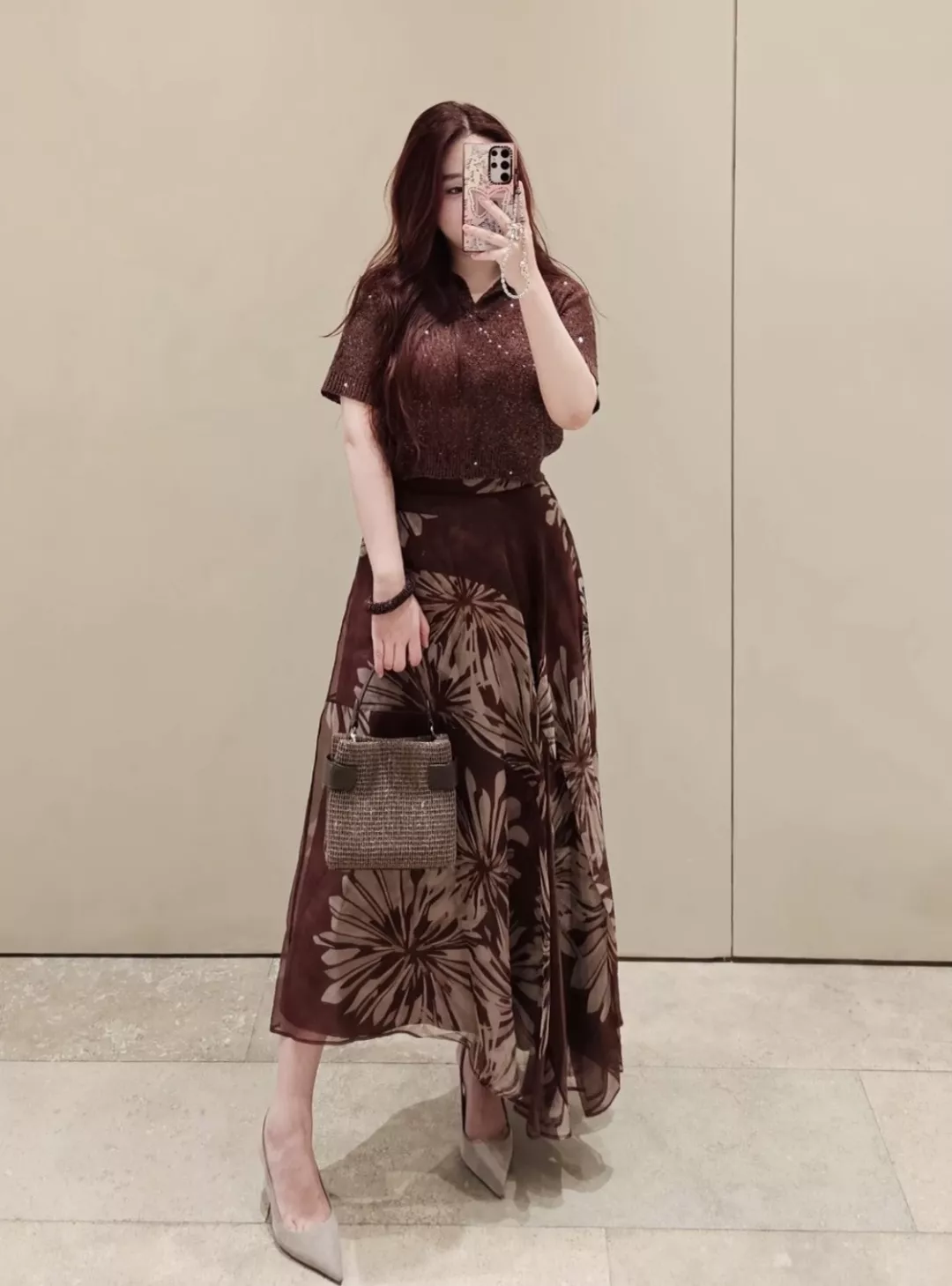 브루넬로쿠치넬리 실크 플라워 프린트 롱 스커트 상세 이미지 17