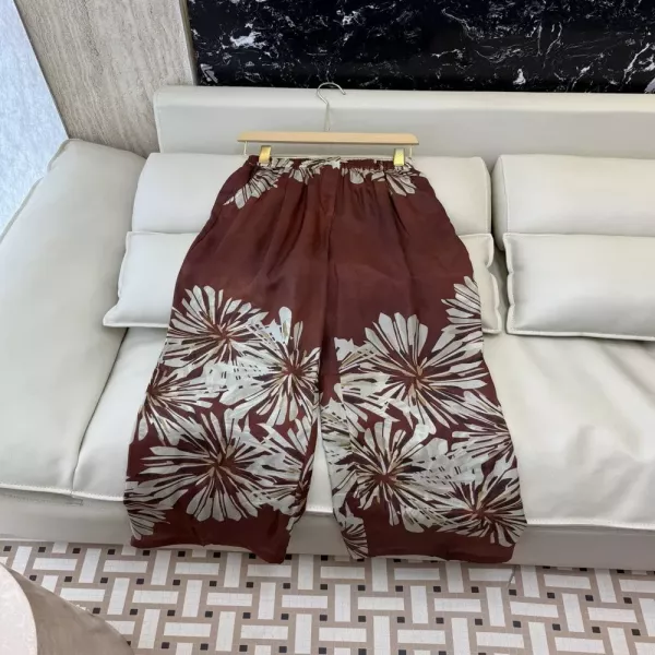 브루넬로쿠치넬리 실크 플라워 프린트 와이드 팬츠
