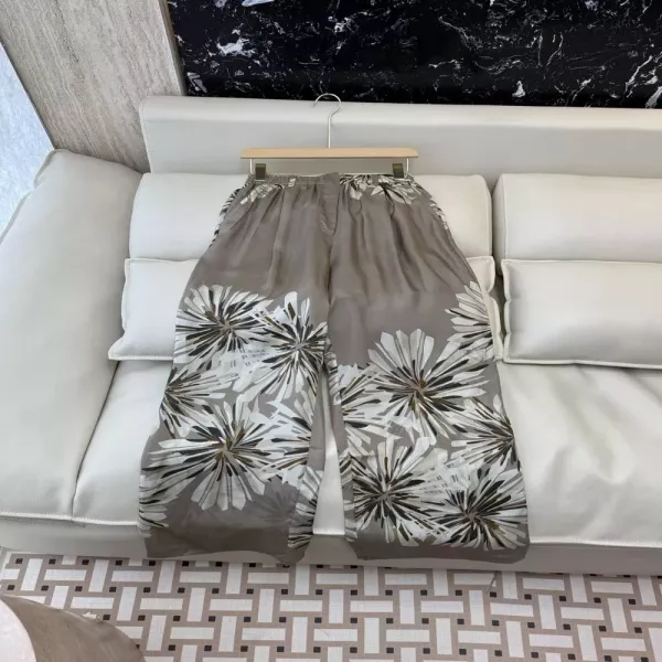 브루넬로쿠치넬리 실크 프린트 와이드 팬츠