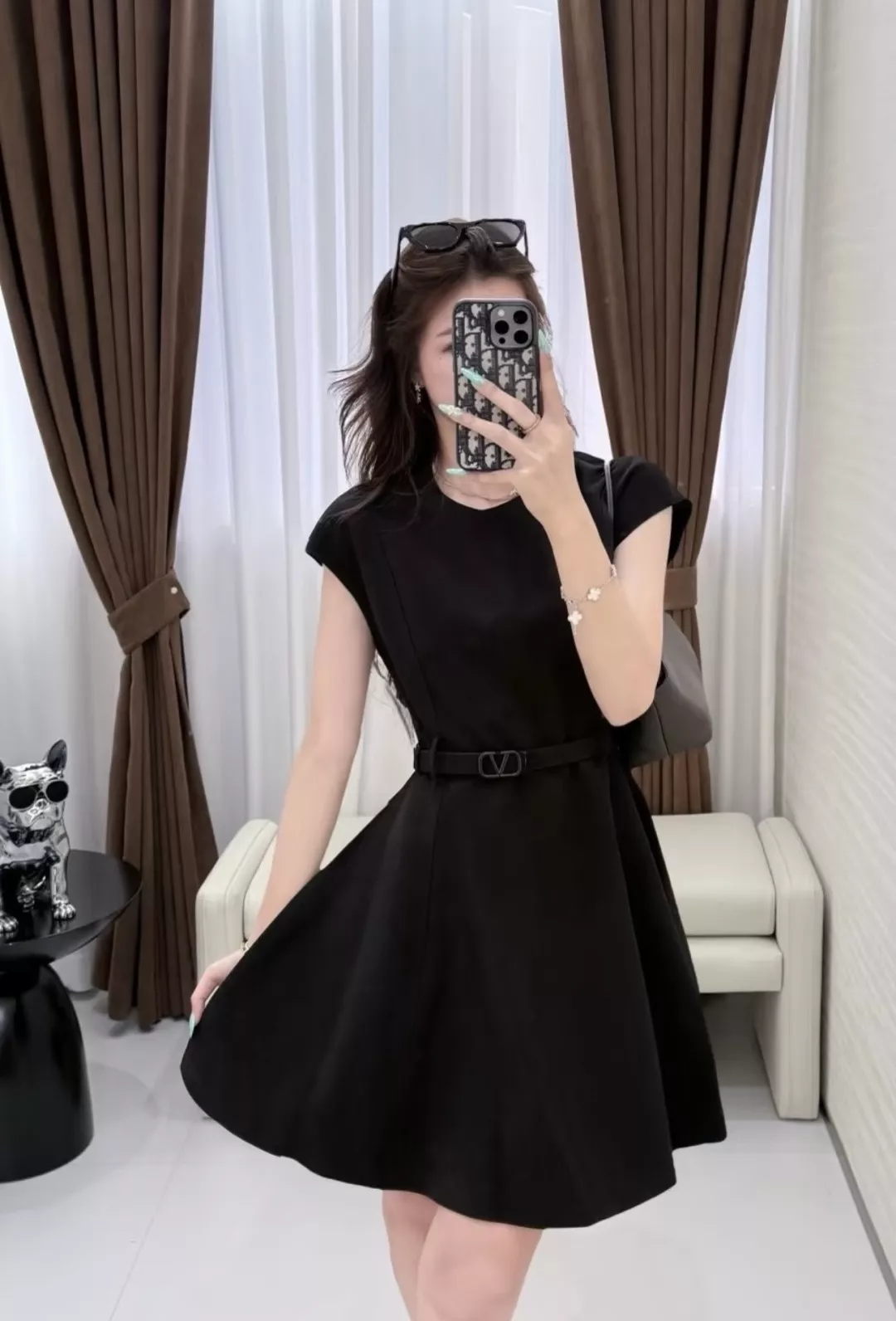 발렌티노 반소매 슬림 핏 드레스 상세 이미지 15