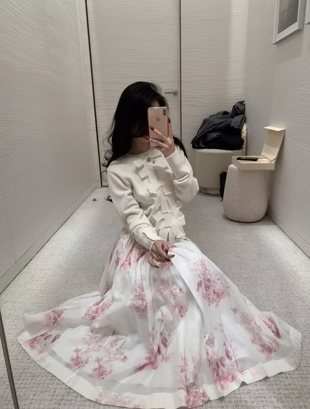 디올 플라워 프린트 밴딩 롱 치마 상세 이미지 18