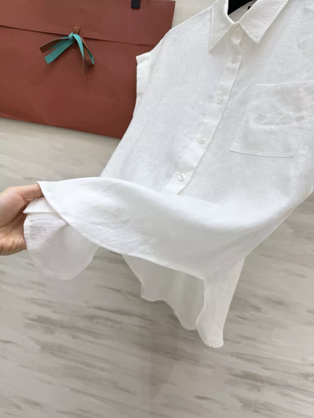 로로피아나 여름 린넨 반팔 셔츠 상세 이미지 6