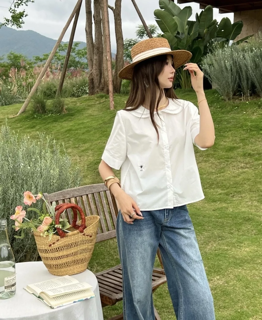 디올 클래식 화이트 레이스 카라 셔츠 상세 이미지 10