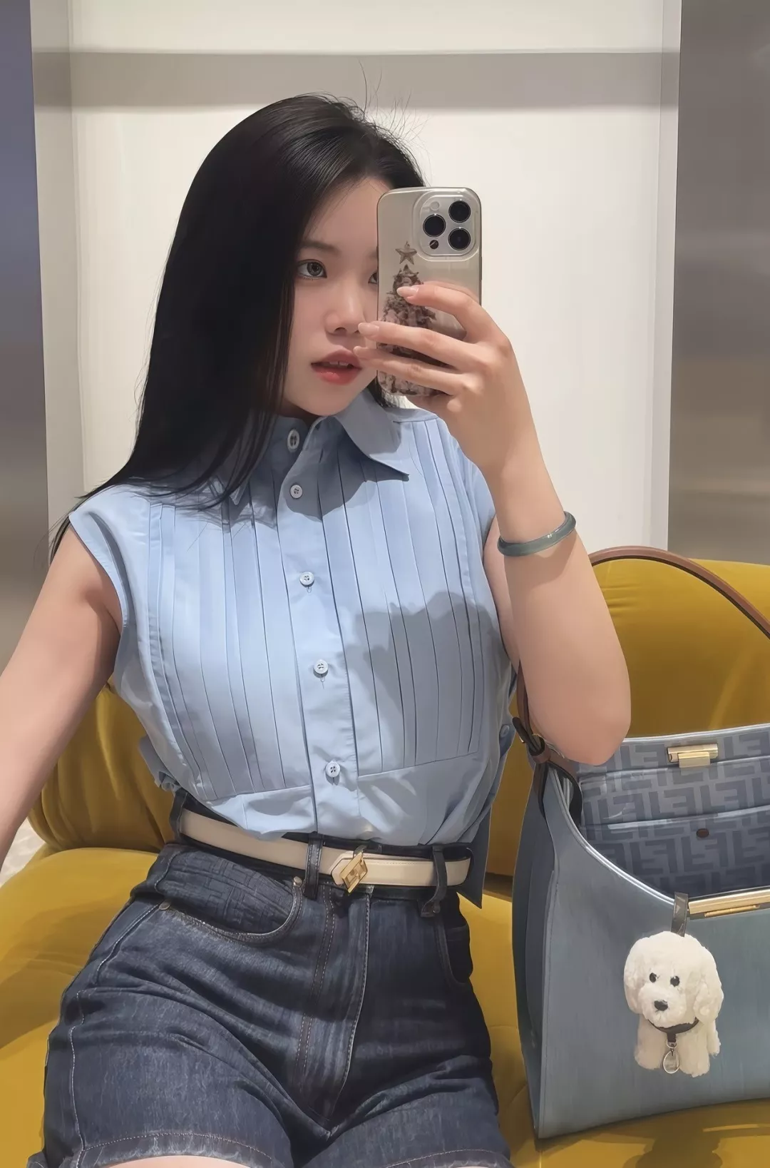 펜디 플리츠 슬리브리스 크롭 셔츠 상세 이미지 33