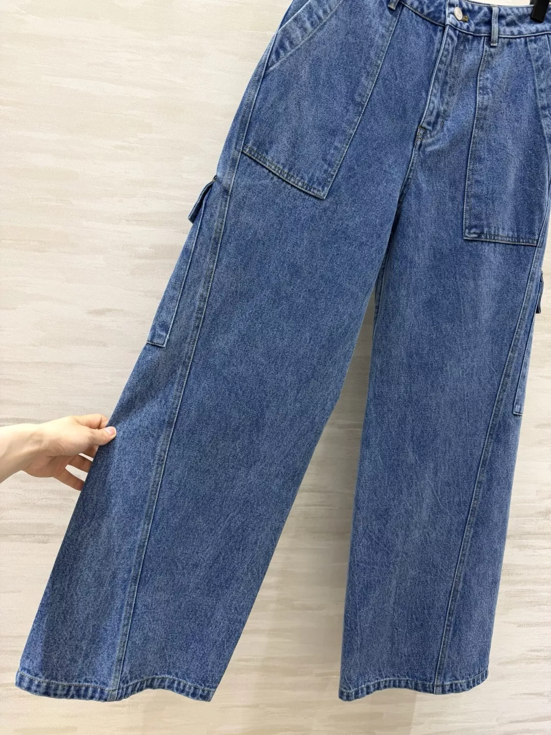 알라이아 빈티지 워싱 와이드 카고 진 상세 이미지 3