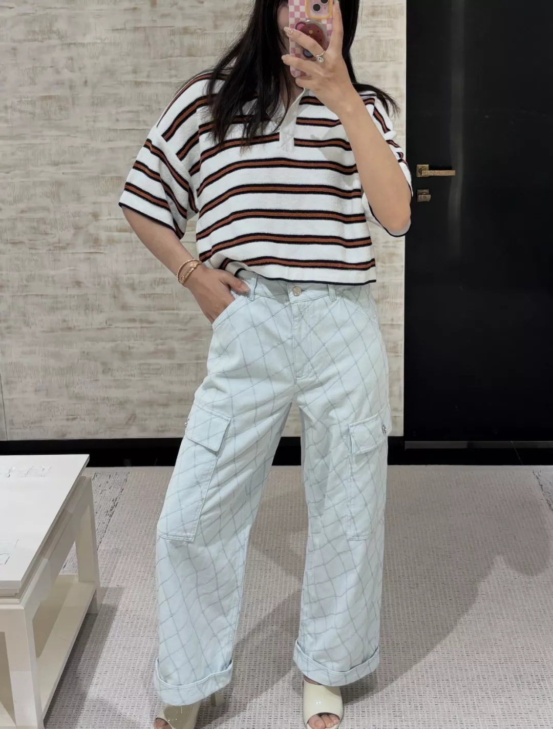 샤넬 퀼팅 디테일 와이드 카고 팬츠 상세 이미지 33