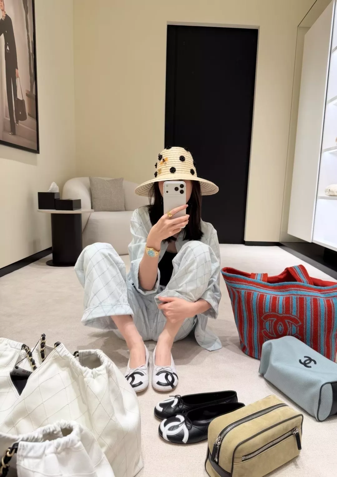 샤넬 퀼팅 디테일 와이드 카고 팬츠 상세 이미지 29