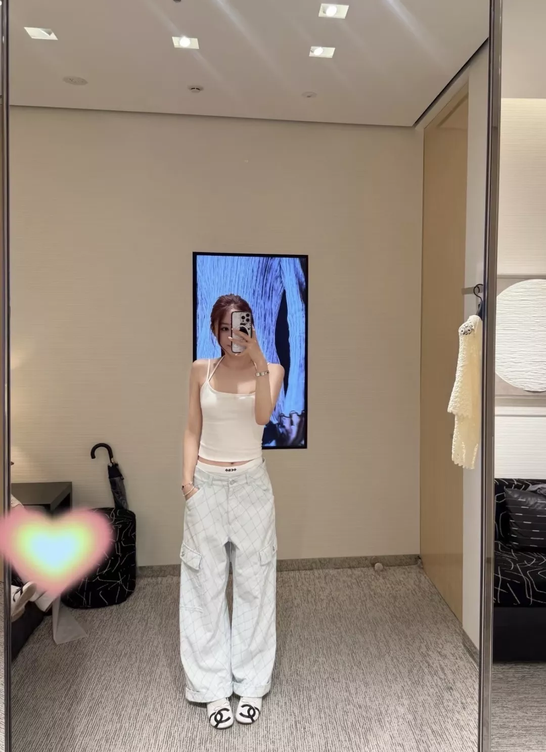 샤넬 퀼팅 디테일 와이드 카고 팬츠 상세 이미지 26