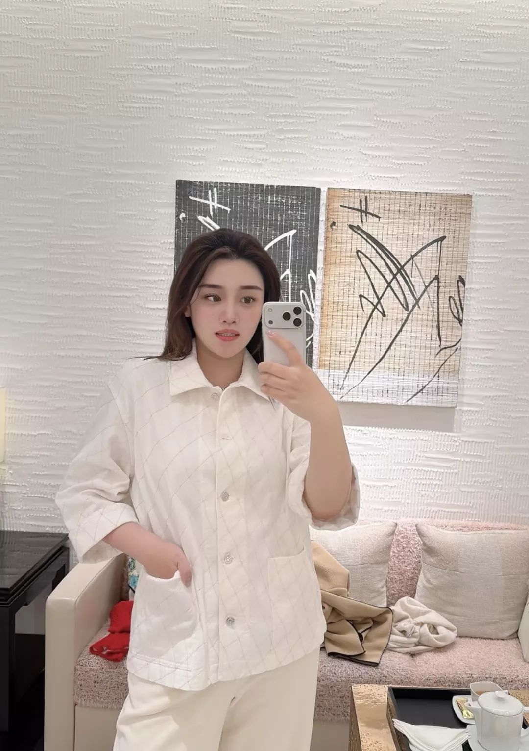 샤넬 퀼팅 라인 카라 아우터 상세 이미지 19