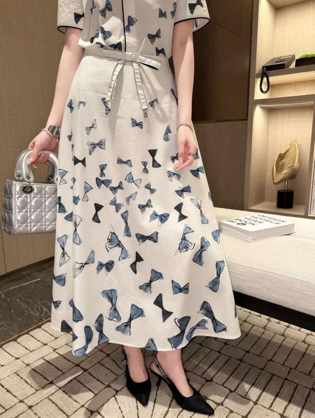 디올 리본 프린트 플레어 스커트 상세 이미지 8