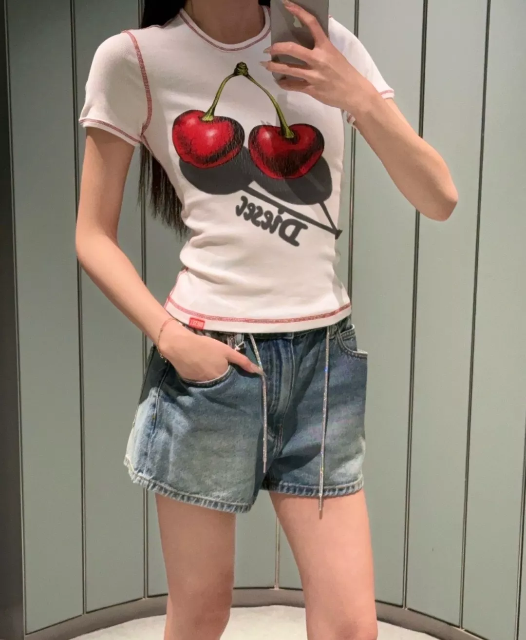 알렉산더왕 스트링 장식 데님 쇼츠 상세 이미지 5