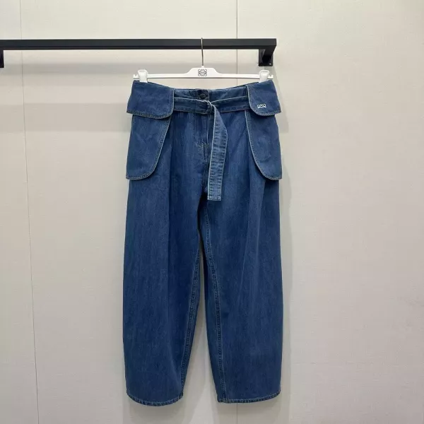 로에베 입체 재단 워싱 와이드 진