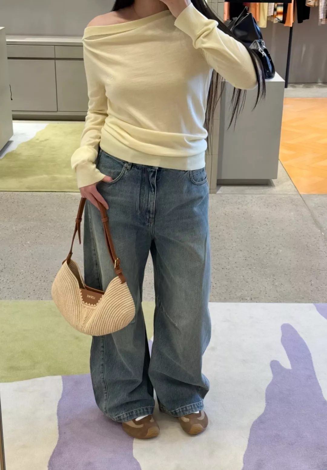 로에베 빈티지 자수 로고 와이드 데님 팬츠 상세 이미지 8