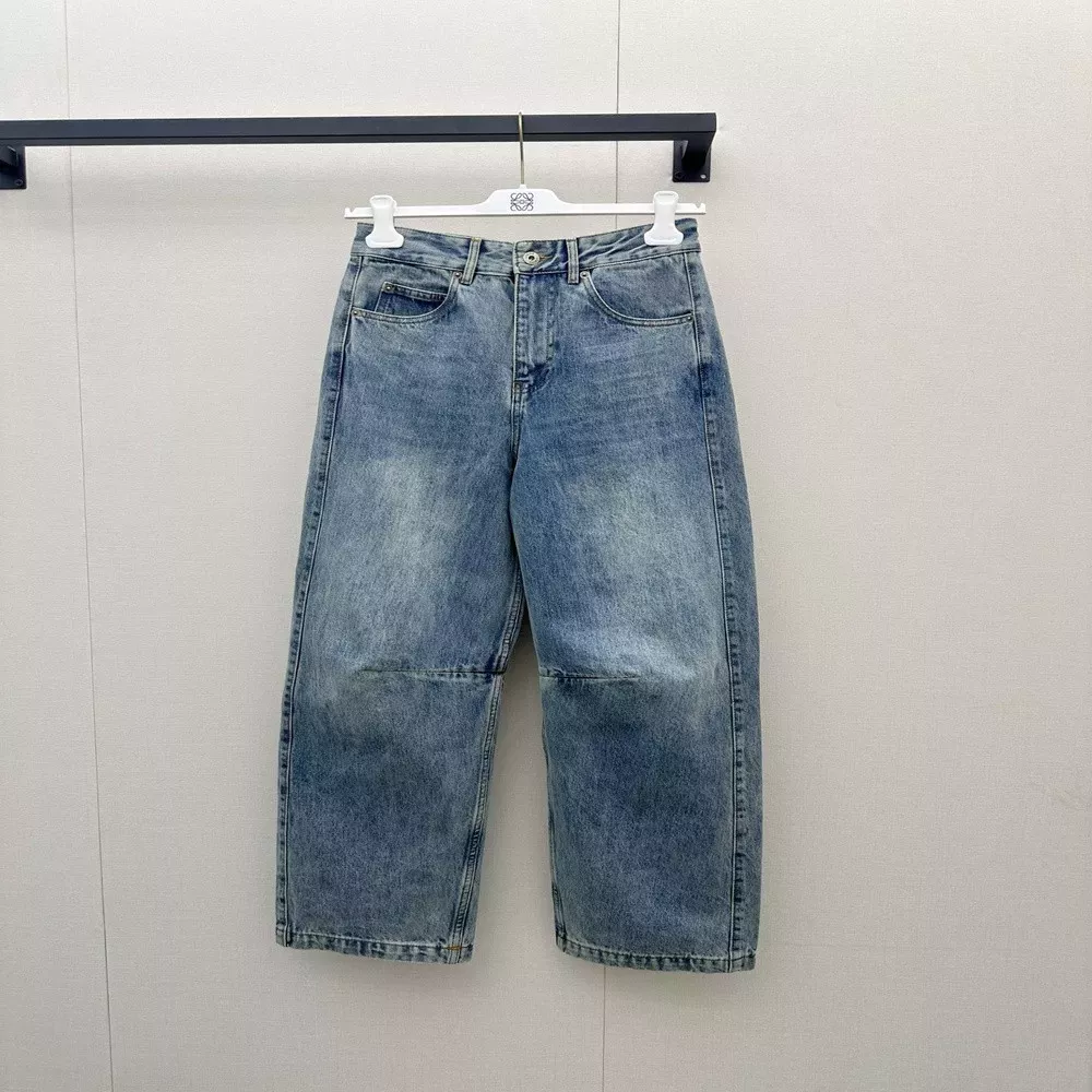 로에베 빈티지 자수 로고 와이드 데님 팬츠