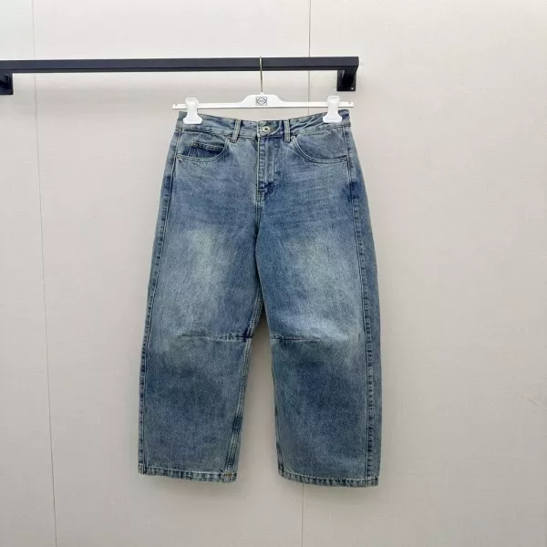 로에베 빈티지 자수 로고 와이드 데님 팬츠