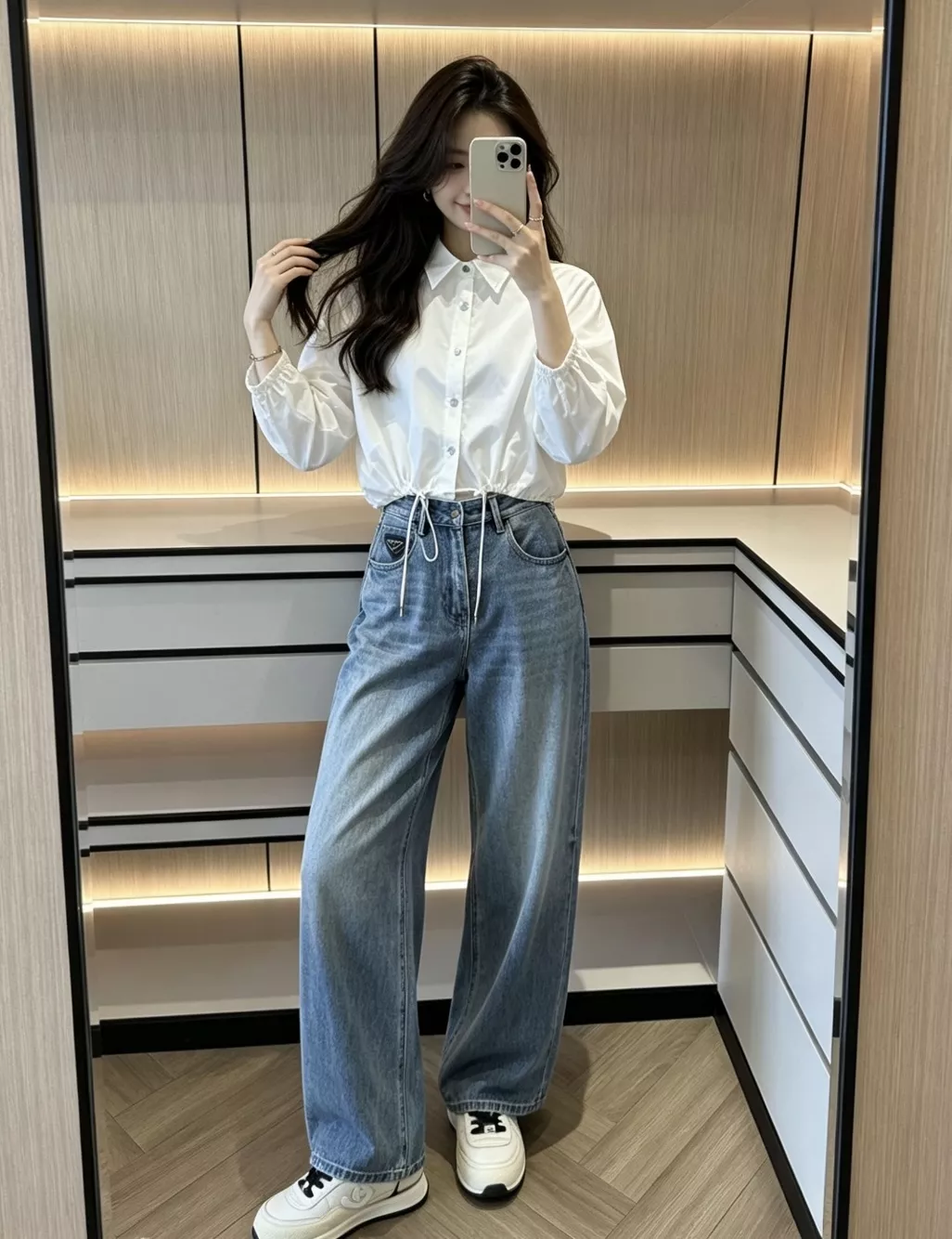 프라다 여성 하이웨이스트 와이드 데님 상세 이미지 94