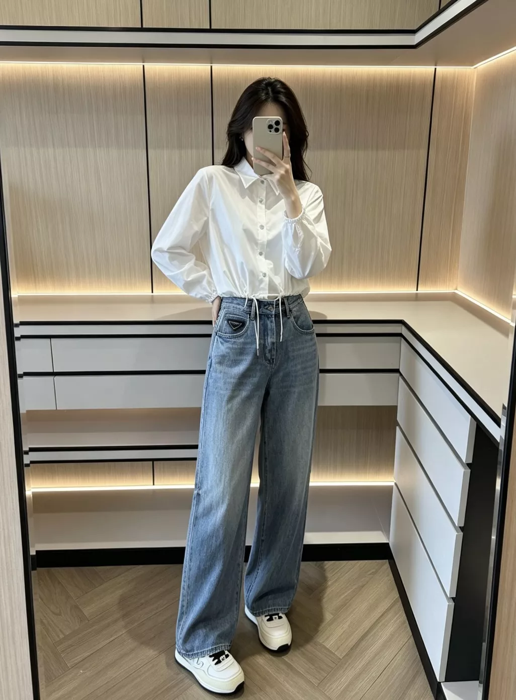 프라다 여성 하이웨이스트 와이드 데님 상세 이미지 95