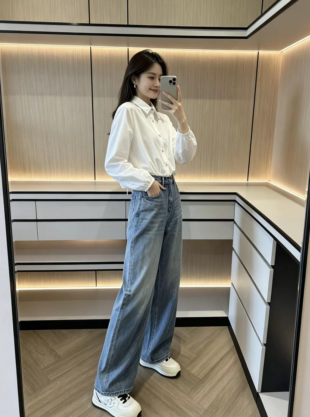 프라다 여성 하이웨이스트 와이드 데님 상세 이미지 93