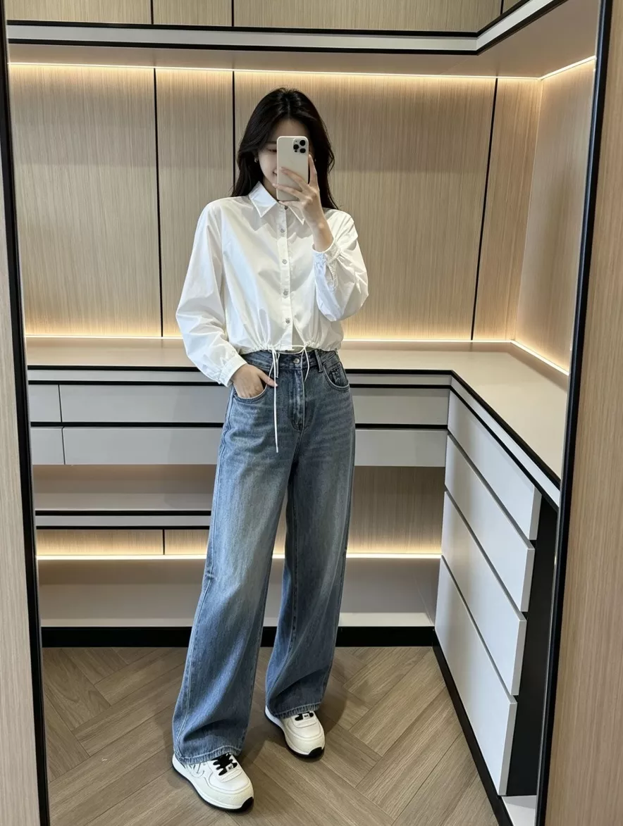 프라다 여성 하이웨이스트 와이드 데님 상세 이미지 92
