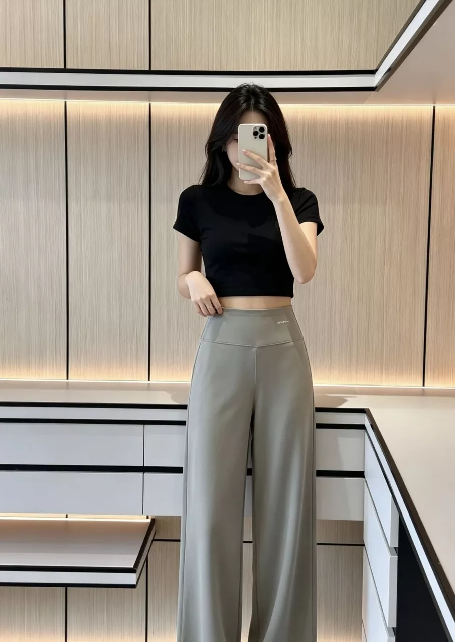 더로우 하이웨이스트 요가 스트레이트 팬츠 상세 이미지 82