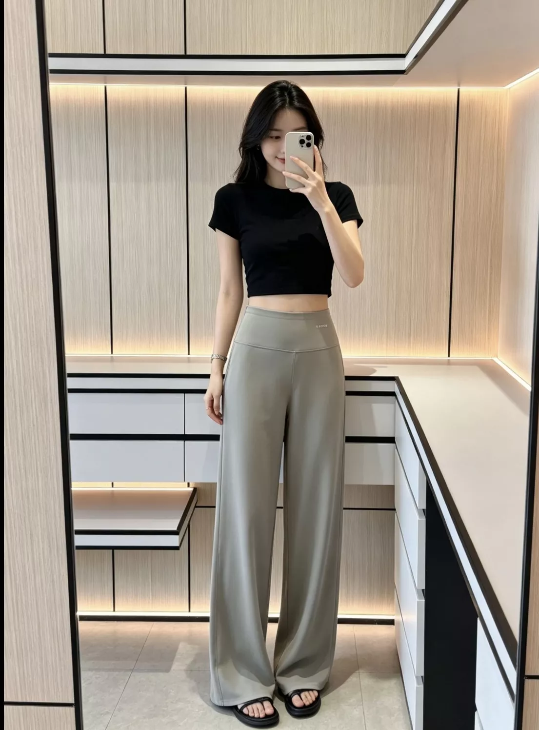 더로우 하이웨이스트 요가 스트레이트 팬츠 상세 이미지 81