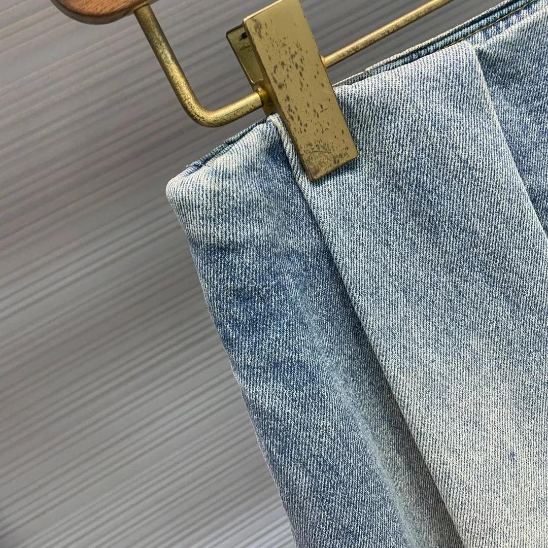 로에베 워싱 블루 비대칭 데님 반치마 상세 이미지 4