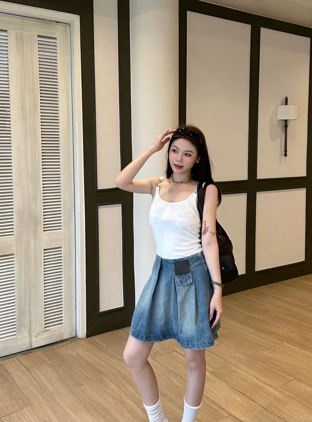 로에베 워싱 블루 비대칭 데님 반치마 상세 이미지 19