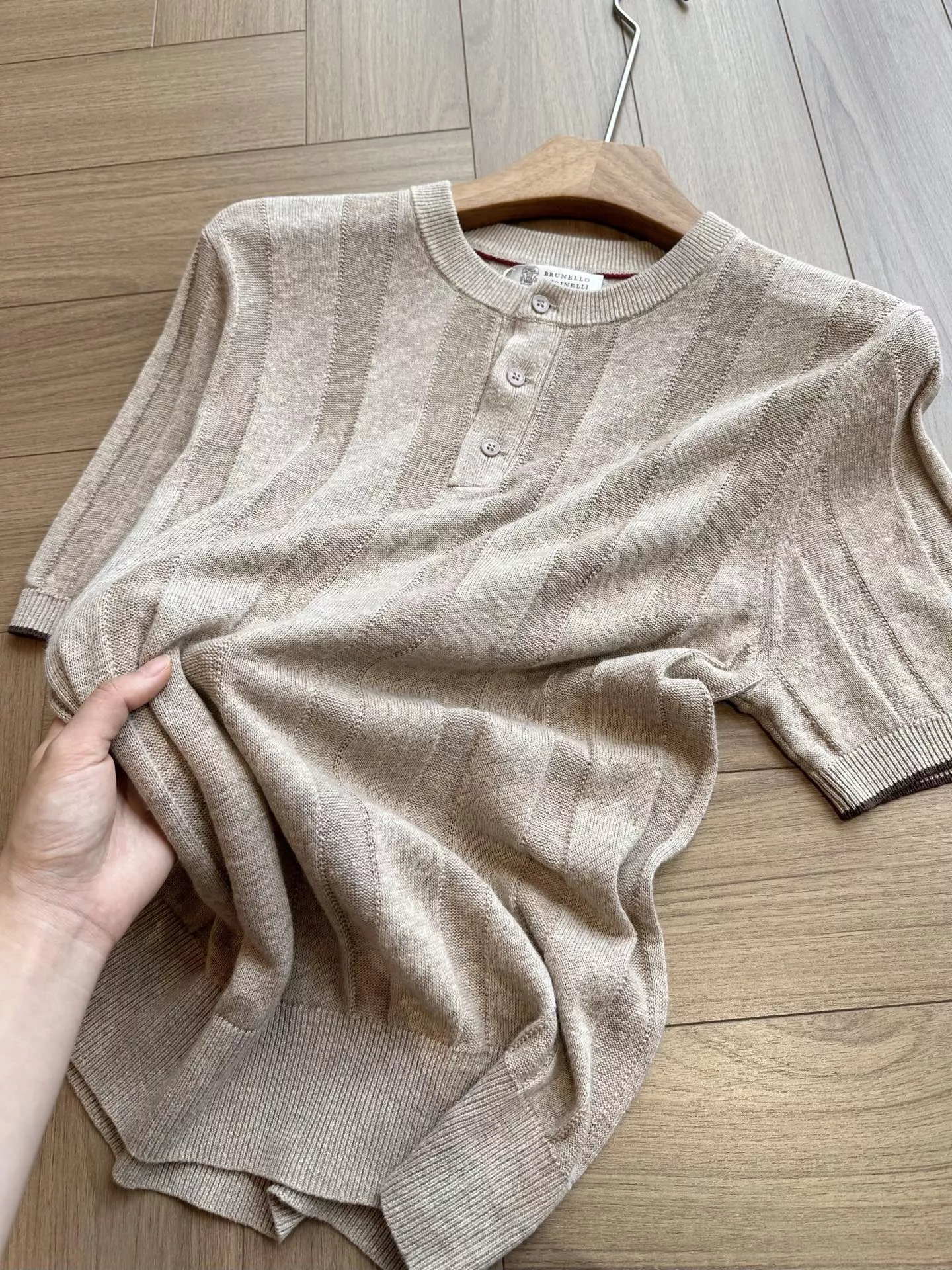 브루넬로쿠치넬리 린넨 혼방 헨리넥 반소매 상의 상세 이미지 35