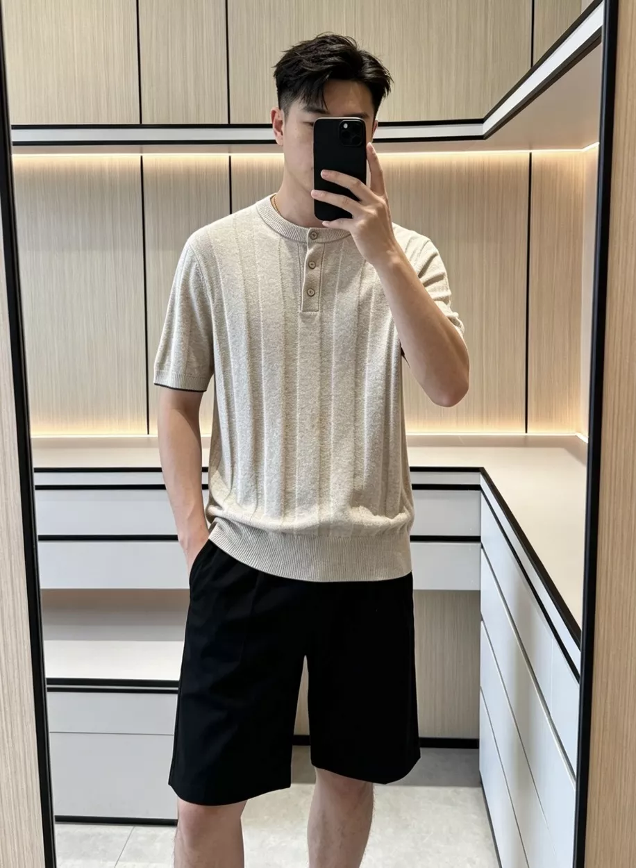 브루넬로쿠치넬리 린넨 혼방 헨리넥 반소매 상의 상세 이미지 81