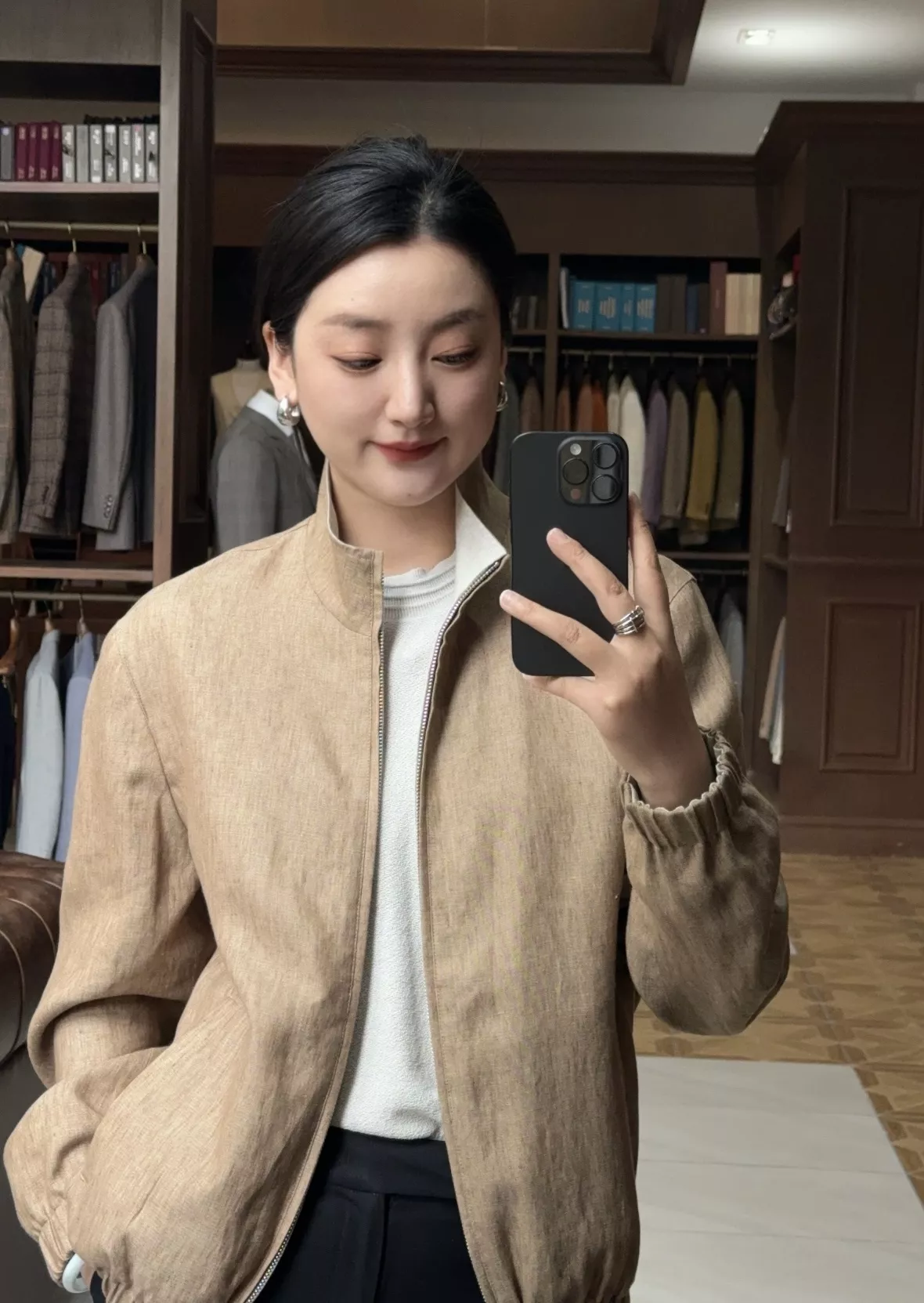 로로피아나 양면 착용 린넨 봄버 아우터 상세 이미지 69