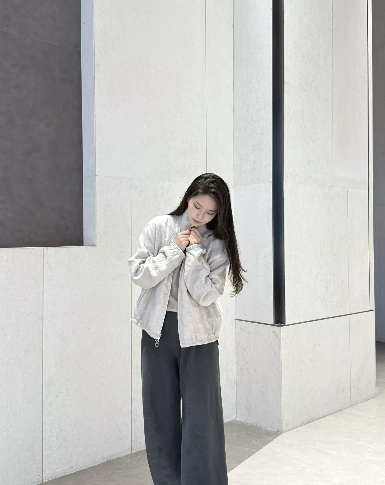 로로피아나 양면 착용 린넨 봄버 아우터 상세 이미지 14