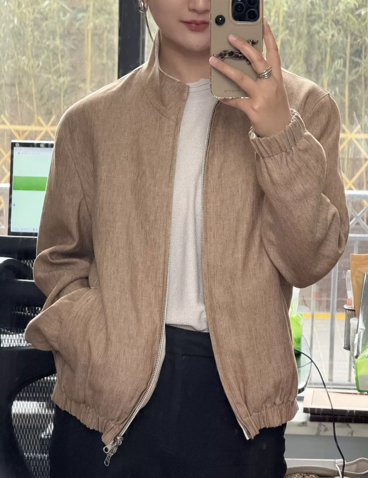 로로피아나 양면 착용 린넨 봄버 아우터 상세 이미지 70