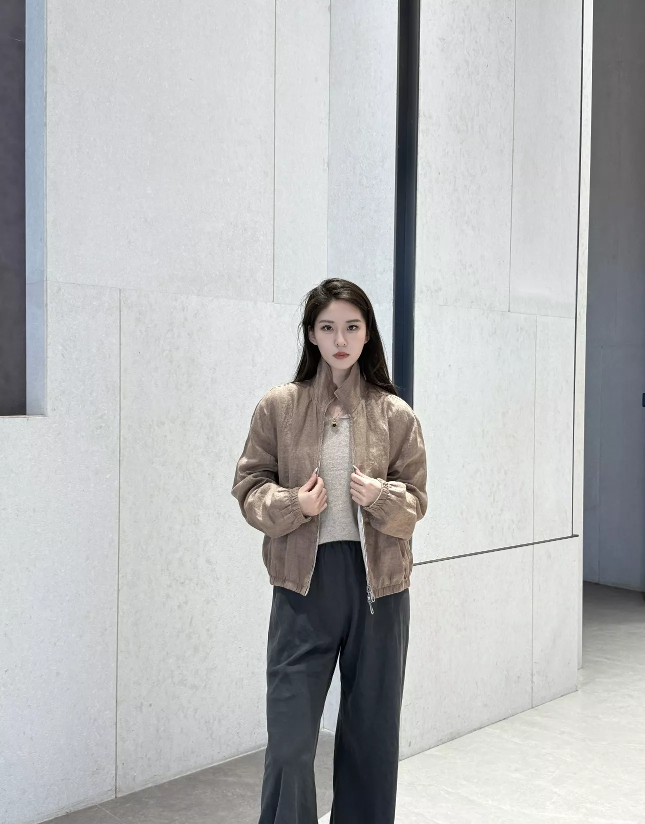 로로피아나 양면 착용 린넨 봄버 아우터 상세 이미지 10