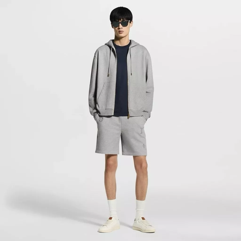 루이비통 모노그램 자수 코튼 드로스트링 쇼츠 상세 이미지 9