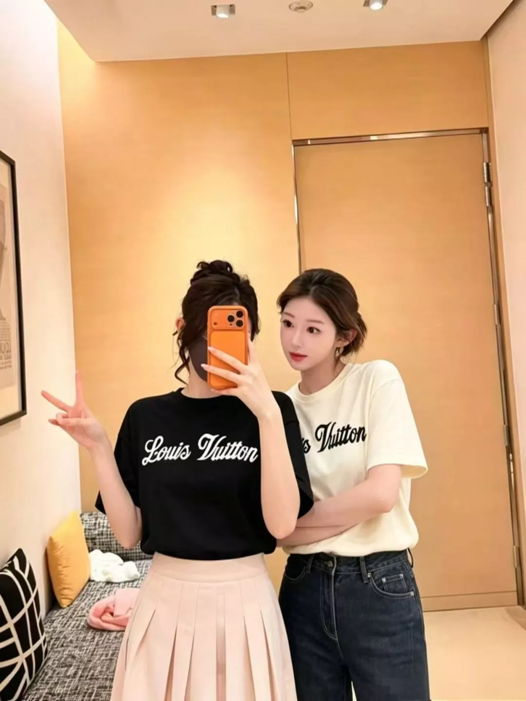 루이비통 레터 자카드 반소매 니트 탑 상세 이미지 12