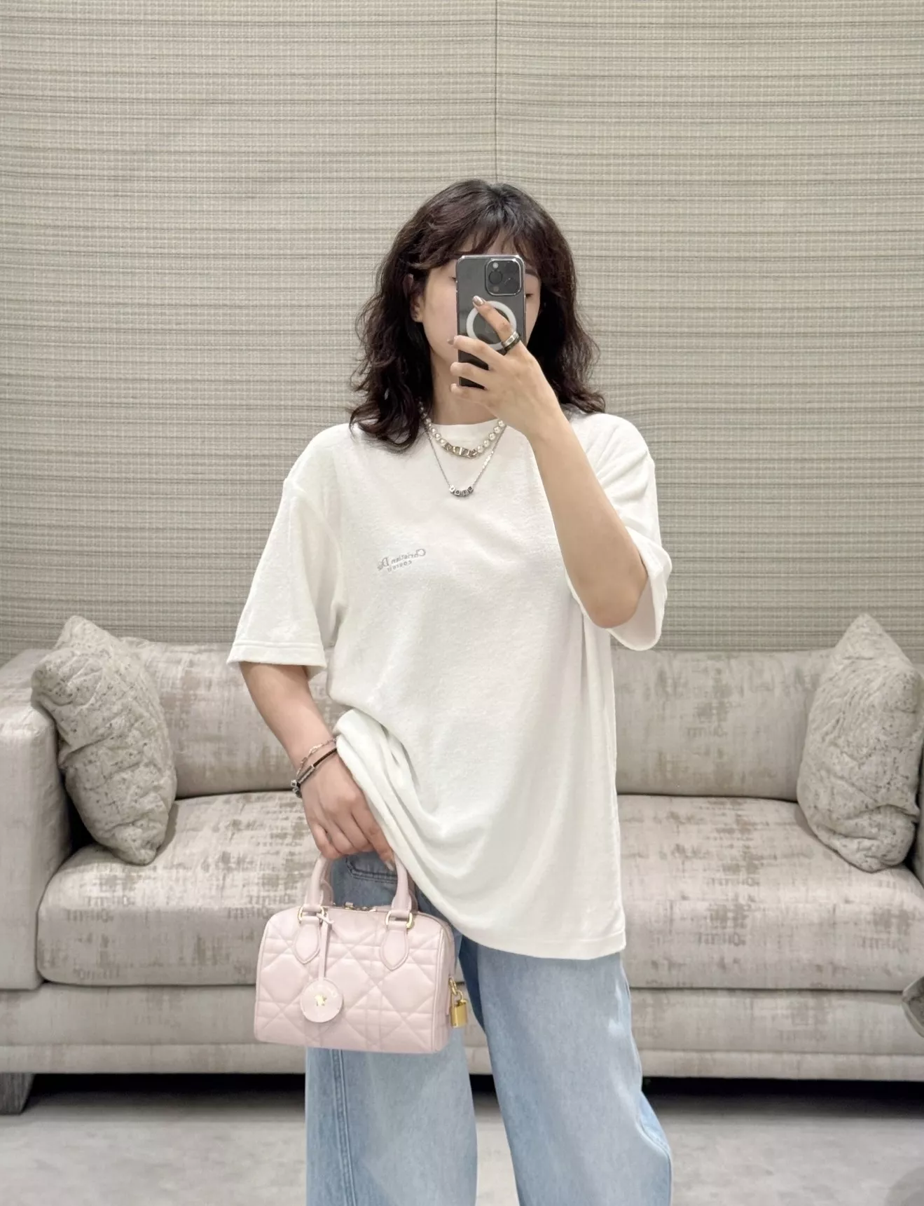 디올 자수 포인트 테리 코튼 반팔 상의 상세 이미지 16