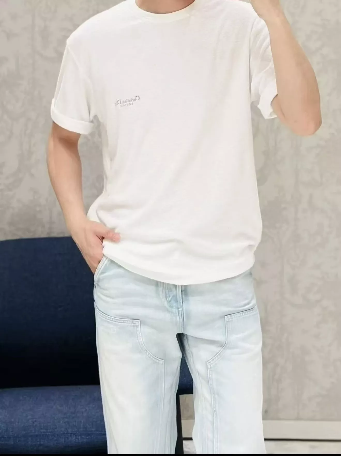 디올 자수 포인트 테리 코튼 반팔 상의 상세 이미지 22
