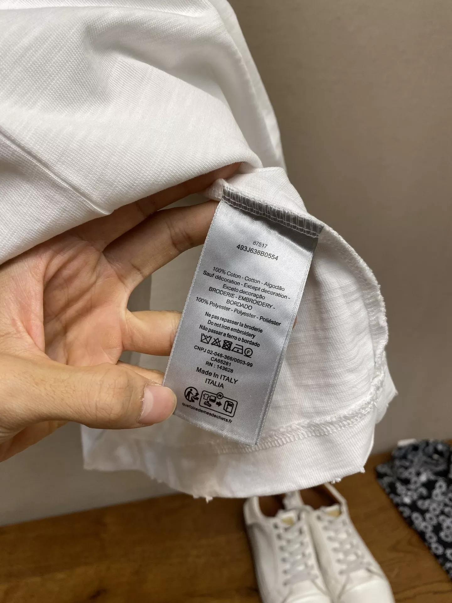 디올 타월 자수 로고 코튼 반팔 상의 상세 이미지 8