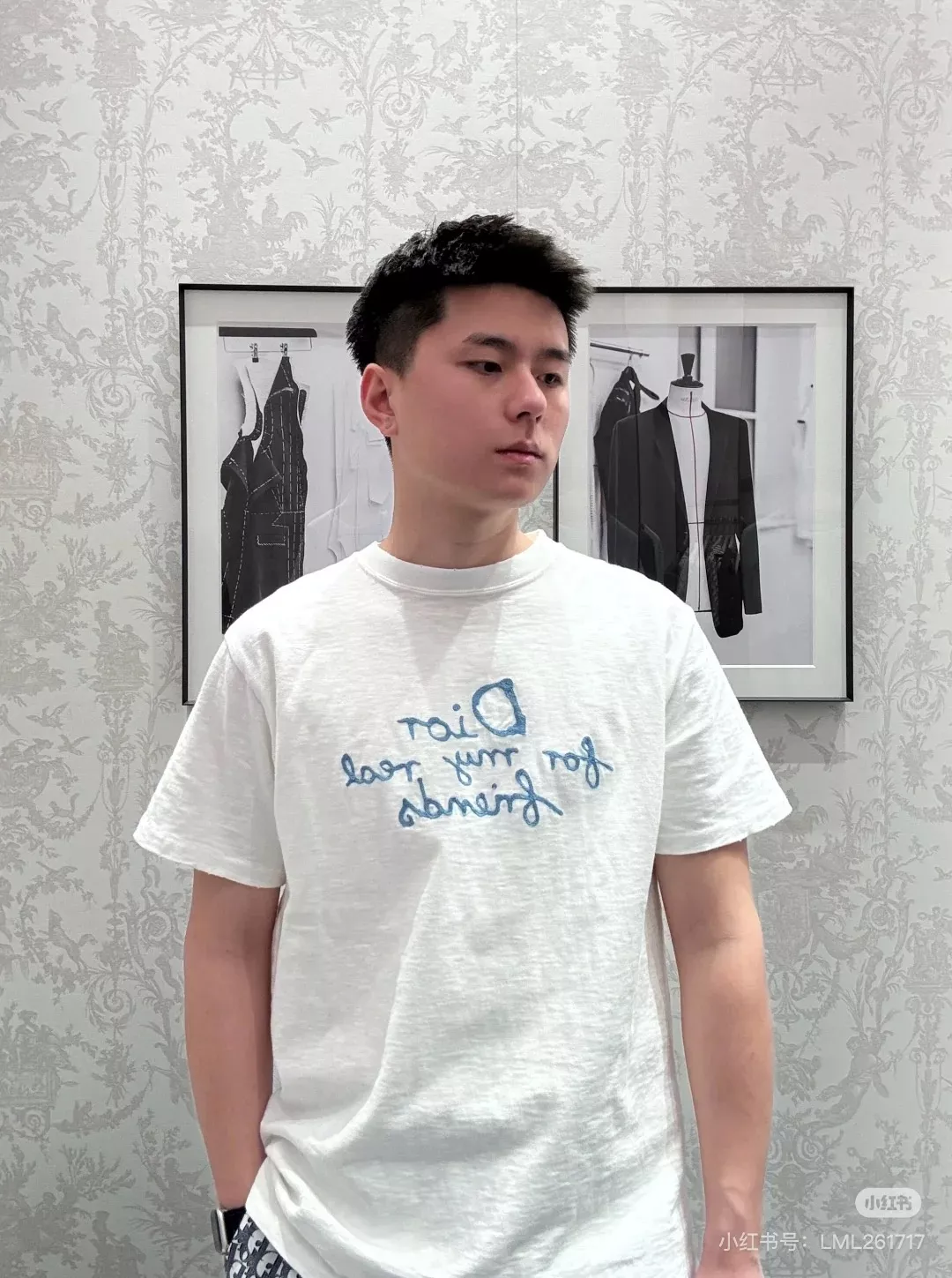디올 타월 자수 로고 코튼 반팔 상의 상세 이미지 10