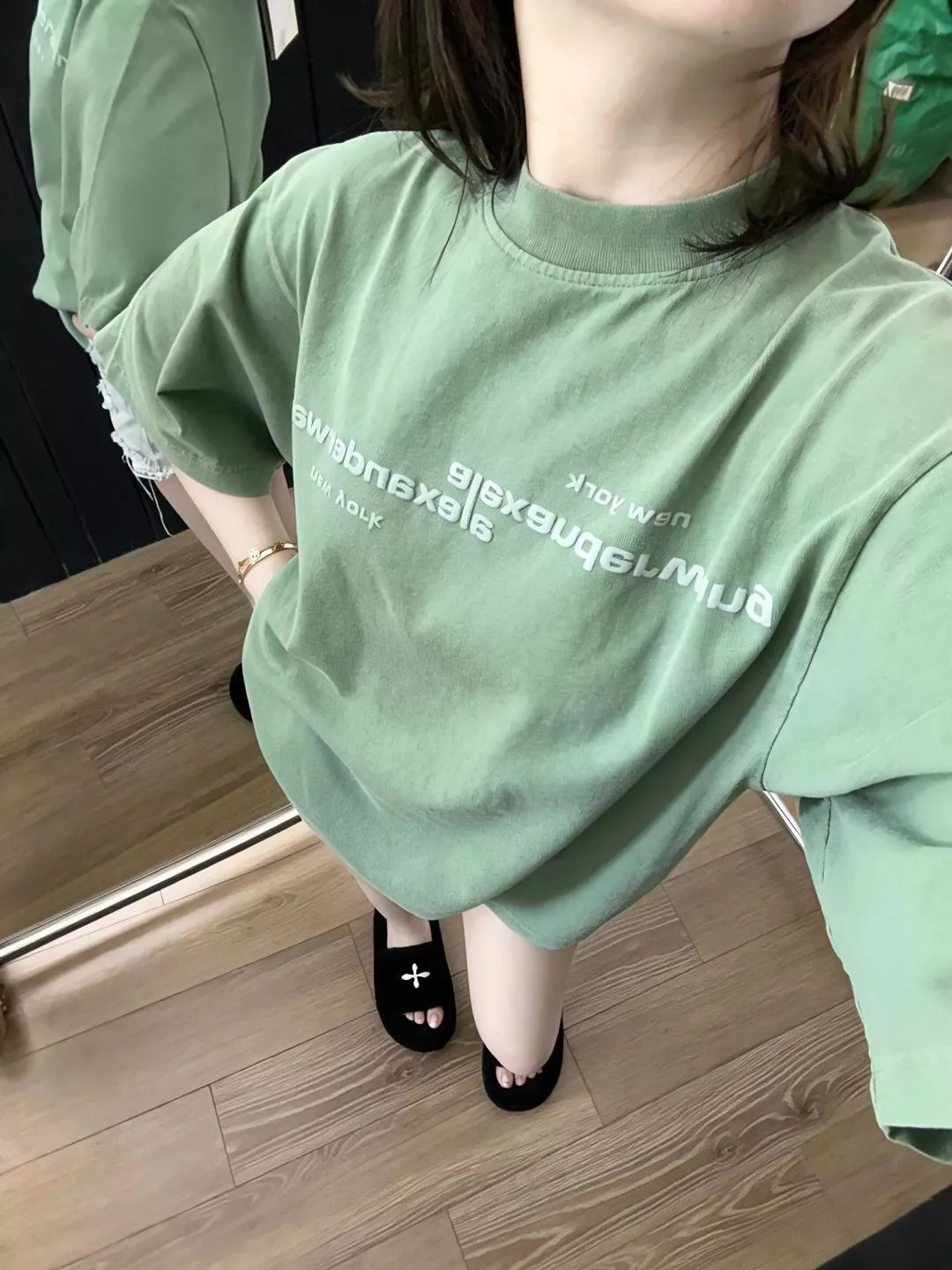 알렉산더왕 미러 로고 프린트 라운드 반팔 상의 상세 이미지 23