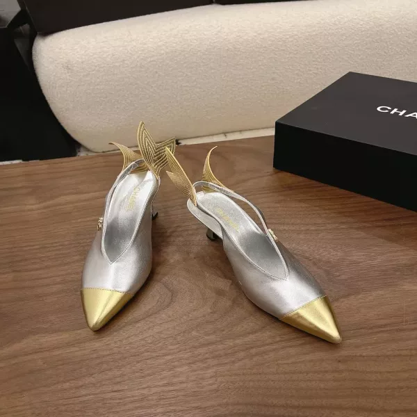 샤넬 투톤 포인트 슬링백 힐