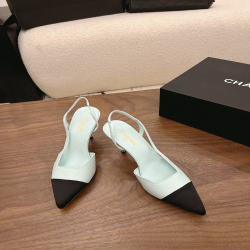 샤넬 투톤 슬링백 힐 슈즈