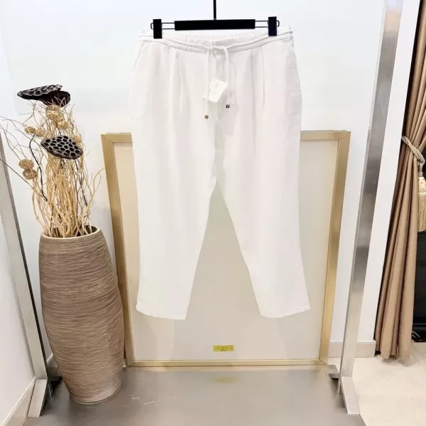 브루넬로쿠치넬리 드로스트링 투턱 린넨 팬츠