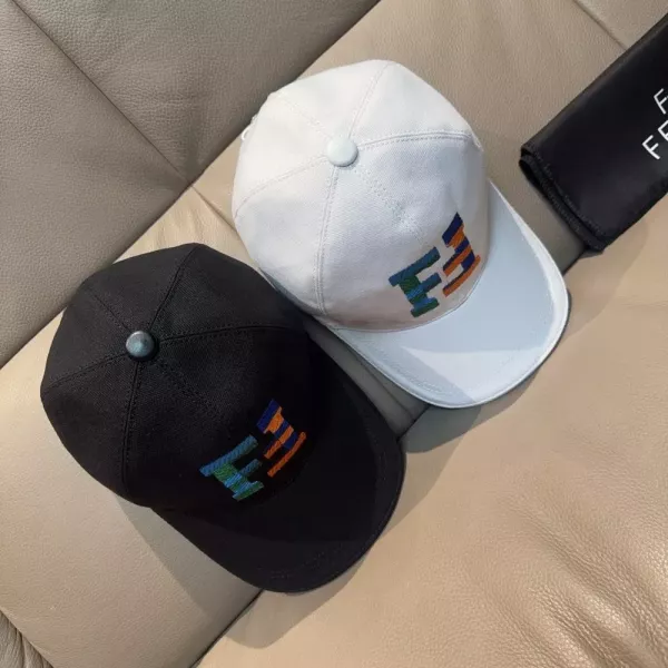 펜디 더블 F 자수 캔버스 볼캡