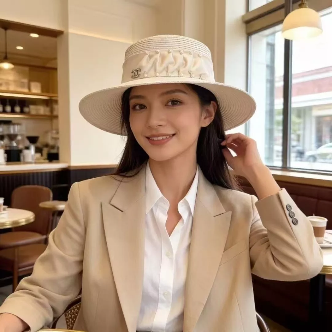 샤넬 명품 감성 와이드 브림 밀짚 모자 상세 이미지 2