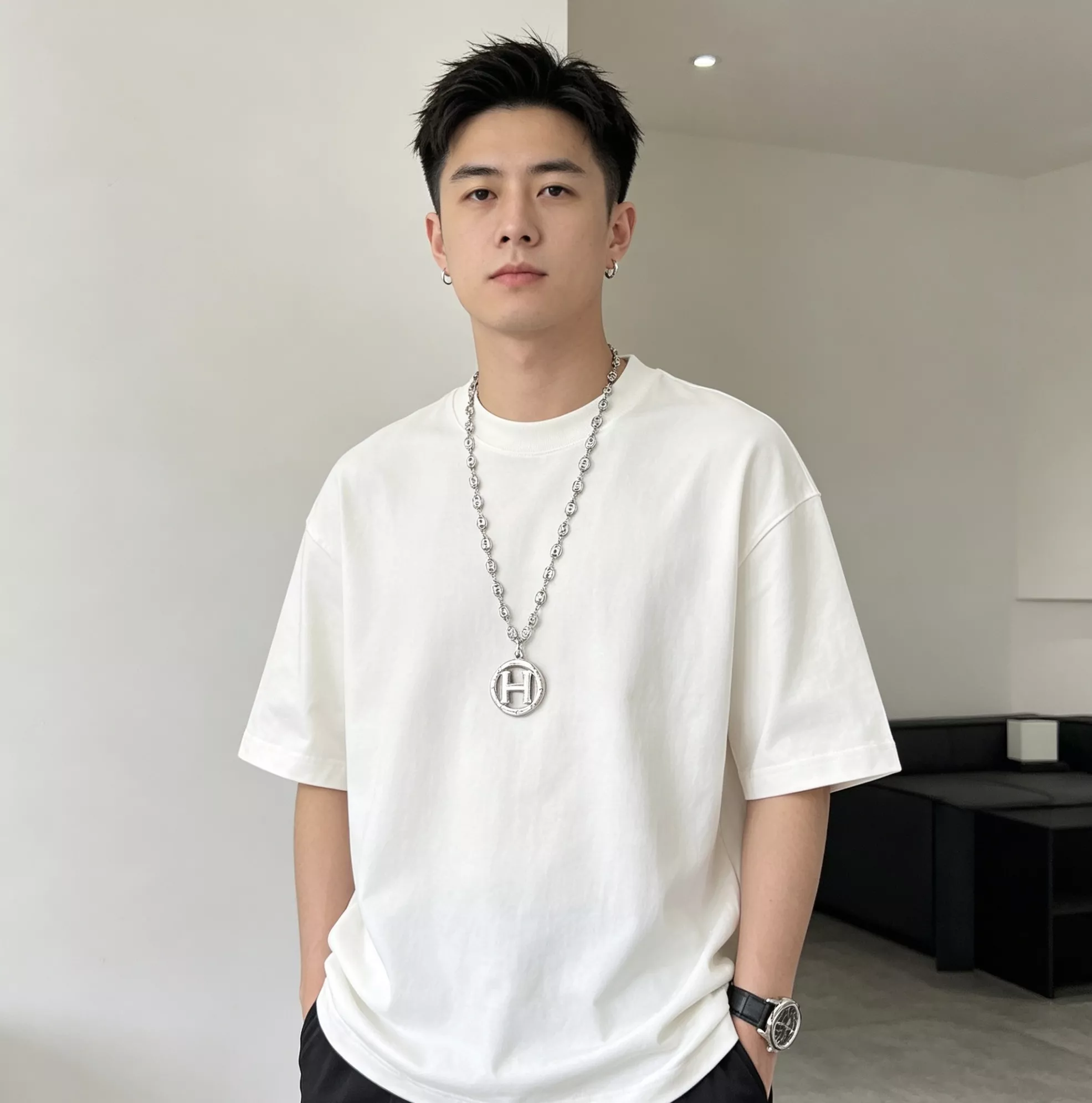 에르메스 돼지코 H 펜던트 체인 목걸이 상세 이미지 7